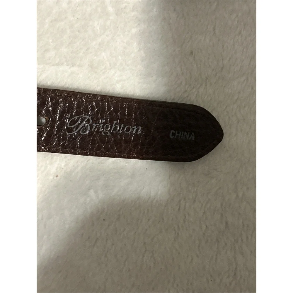 Brighton Brown Leather Concho Link Belt Silver Buckle Women's Size 38
